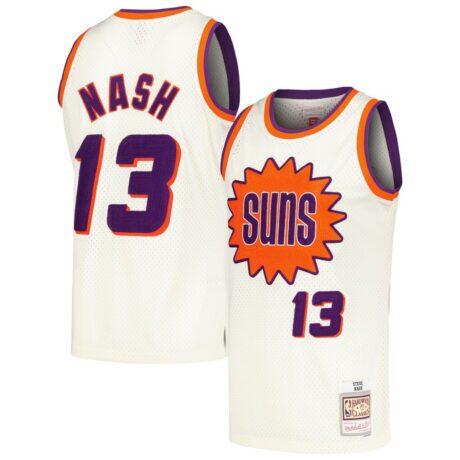 Steve Nash Phoenix Suns Mitchell & Ness Chainstitch Swingman Jersey - Cream - Front View