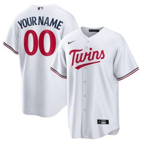 Minnesota Twins Nike Home Replica Custom Jersey - White - Front View