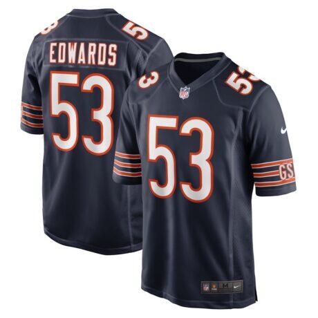 TJ Edwards Chicago Bears Nike Game Player Jersey - Navy - Front View