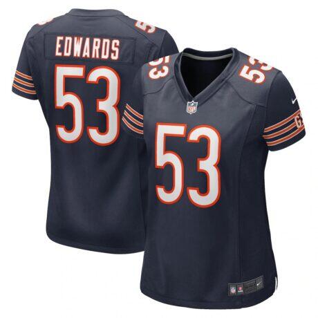 TJ Edwards Chicago Bears Nike Women's Game Player Jersey - Navy - Front View