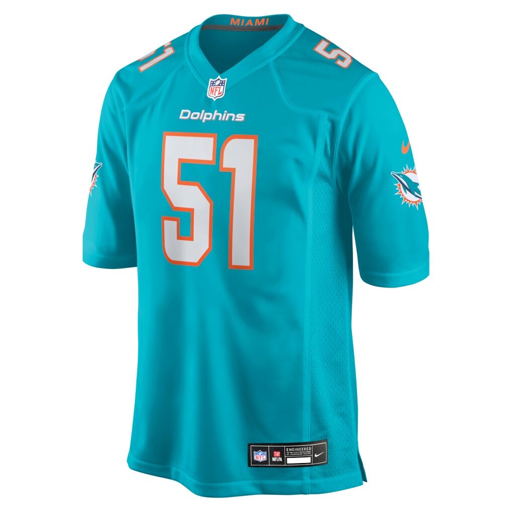 David Long Jr. Miami Dolphins Nike Game Jersey - Aqua