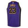 LeBron James Los Angeles Lakers Jordan Brand Youth Swingman Jersey - Purple - Detail View