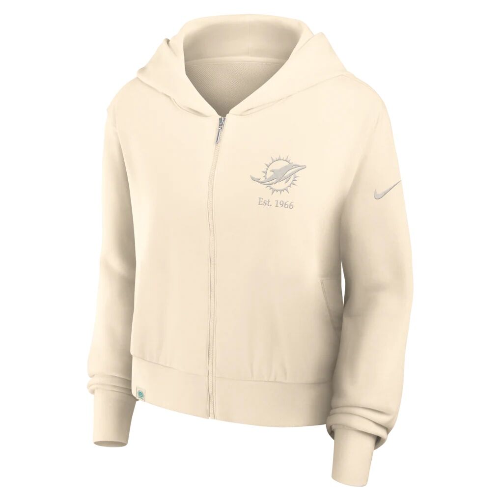 Miami Dolphins Nike Women's Established Date Full-Zip Hoodie - Natural
