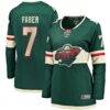 Brock Faber Minnesota Wild Fashion7 Women's Home Breakaway Player Jersey - Green - Front View