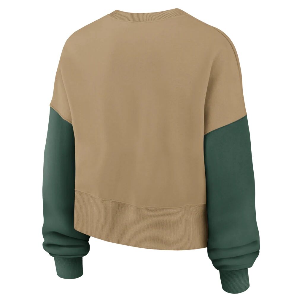 Green Bay Packers Nike Women's Oversized Rewind Phoenix Fleece Sweatshirt - Beige