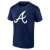 Atlanta Braves Logo Athletic Official Logo T-Shirt - Navy - Back View
