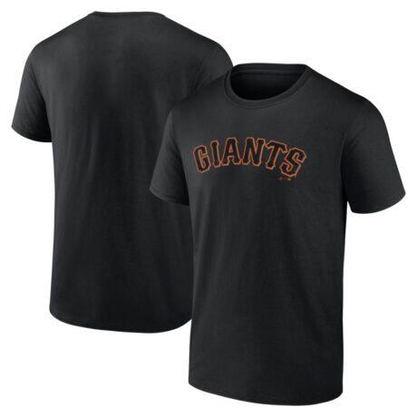 San Francisco Giants Logo Athletic Wordmark T-Shirt - Black - Front View