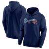 Atlanta Braves Logo Athletic Wordmark Hoodie - Navy - Front View