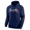 Atlanta Braves Logo Athletic Wordmark Hoodie - Navy - Side View