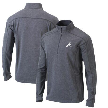 Atlanta Braves Columbia Omni-Wick Shotgun Quarter-Zip Pullover Top - Heather Gray - Front View