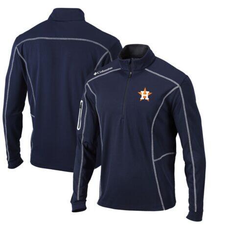 Houston Astros Columbia Omni-Wick Shotgun Quarter-Zip Pullover Top - Navy - Front View