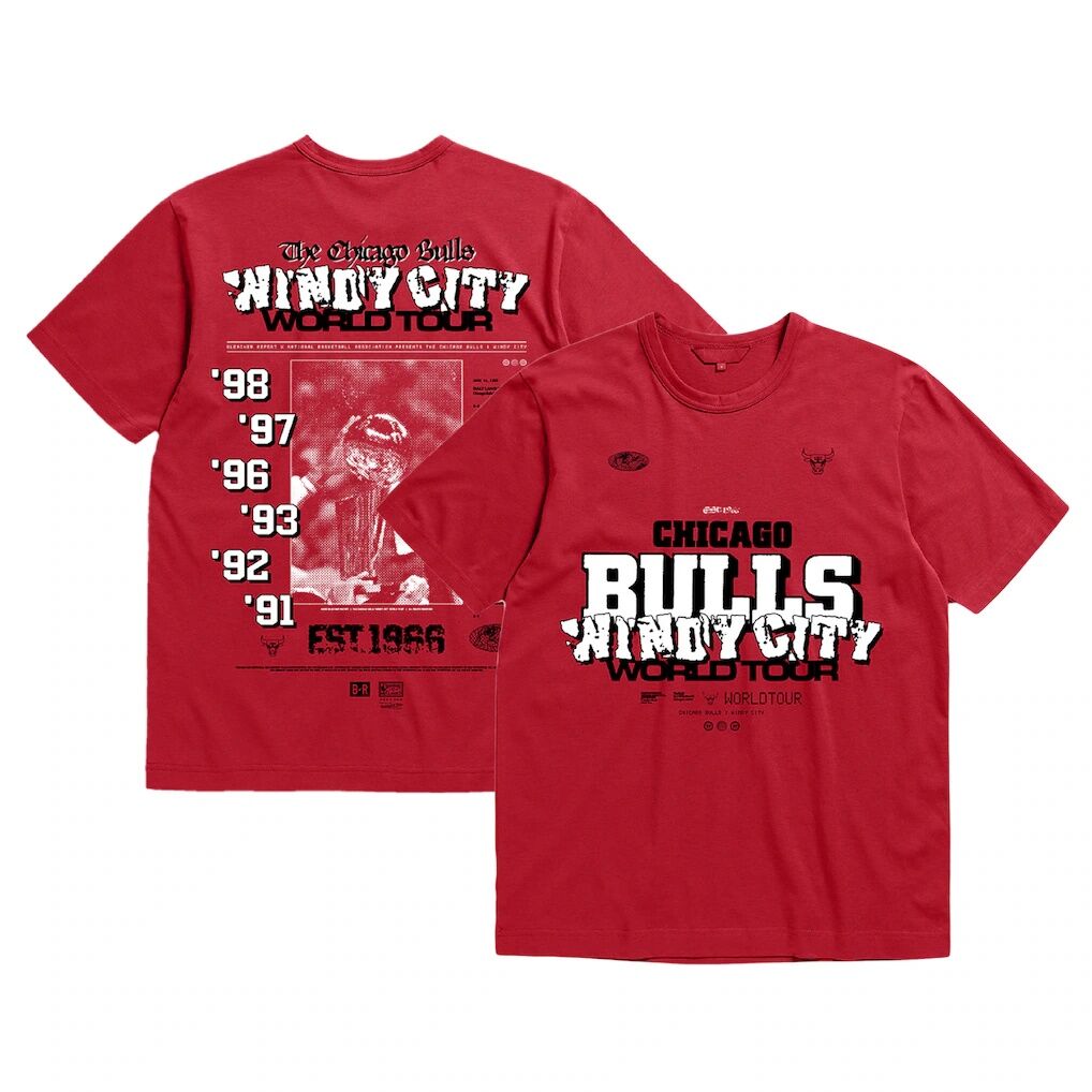 Chicago Bulls Bleacher Report x Mitchell & Ness Unisex World Tour T-Shirt