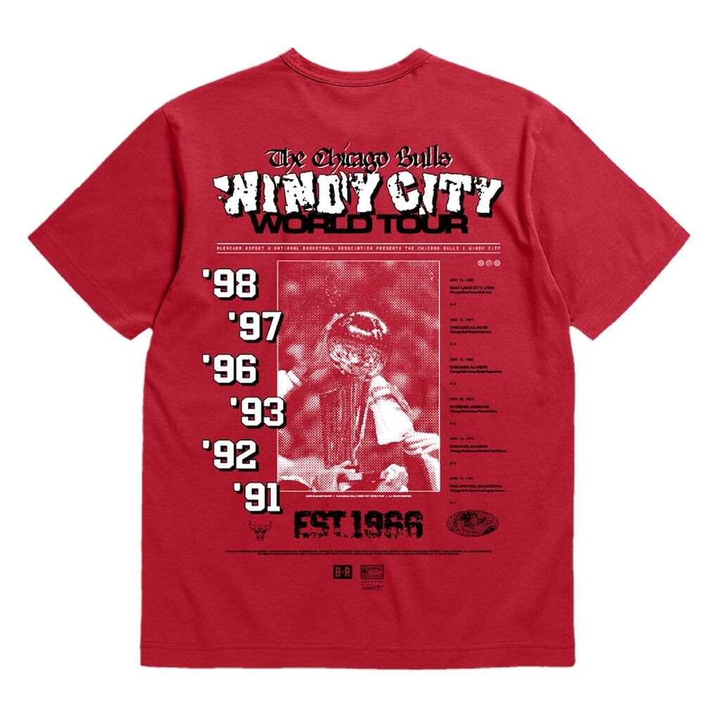 Chicago Bulls Bleacher Report x Mitchell & Ness Unisex World Tour T-Shirt