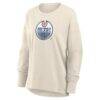 Edmonton Oilers Fashion7 Women's Distressed Logo Long Sleeve T-Shirt - Cream - Side View