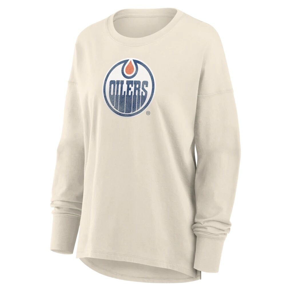 Edmonton Oilers Fashion7 Women's Distressed Logo Long Sleeve T-Shirt