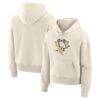 Pittsburgh Penguins Fashion7 Women's Distressed Logo Hoodie - Cream - Front View