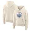 Edmonton Oilers Fashion7 Women's Distressed Logo Hoodie - Cream - Front View