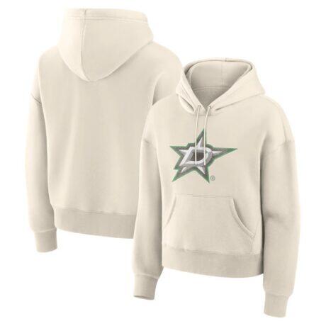Dallas Stars Fashion7 Women's Distressed Logo Hoodie - Cream - Front View