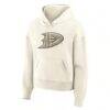 Anaheim Ducks Fashion7 Women's Distressed Logo Hoodie - Cream - Detail View
