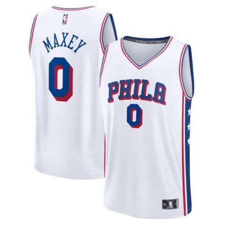 Tyrese Maxey Philadelphia 76ers Fashion7 Fast Break Replica Player Jersey - White - Front View
