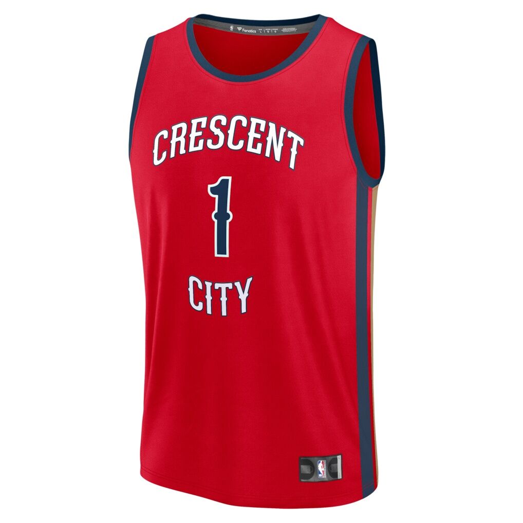 Zion Williamson New Orleans Pelicans Fashion7 Youth Fast Break Player Jersey - Statement Edition