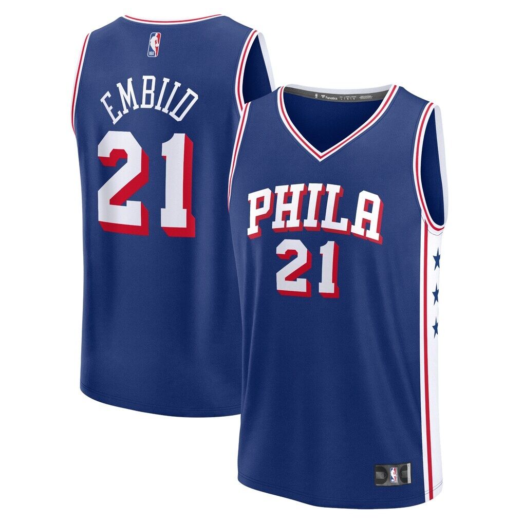 Joel Embiid Philadelphia 76ers Fashion7 Fast Break Replica Jersey – Icon Edition – Royal