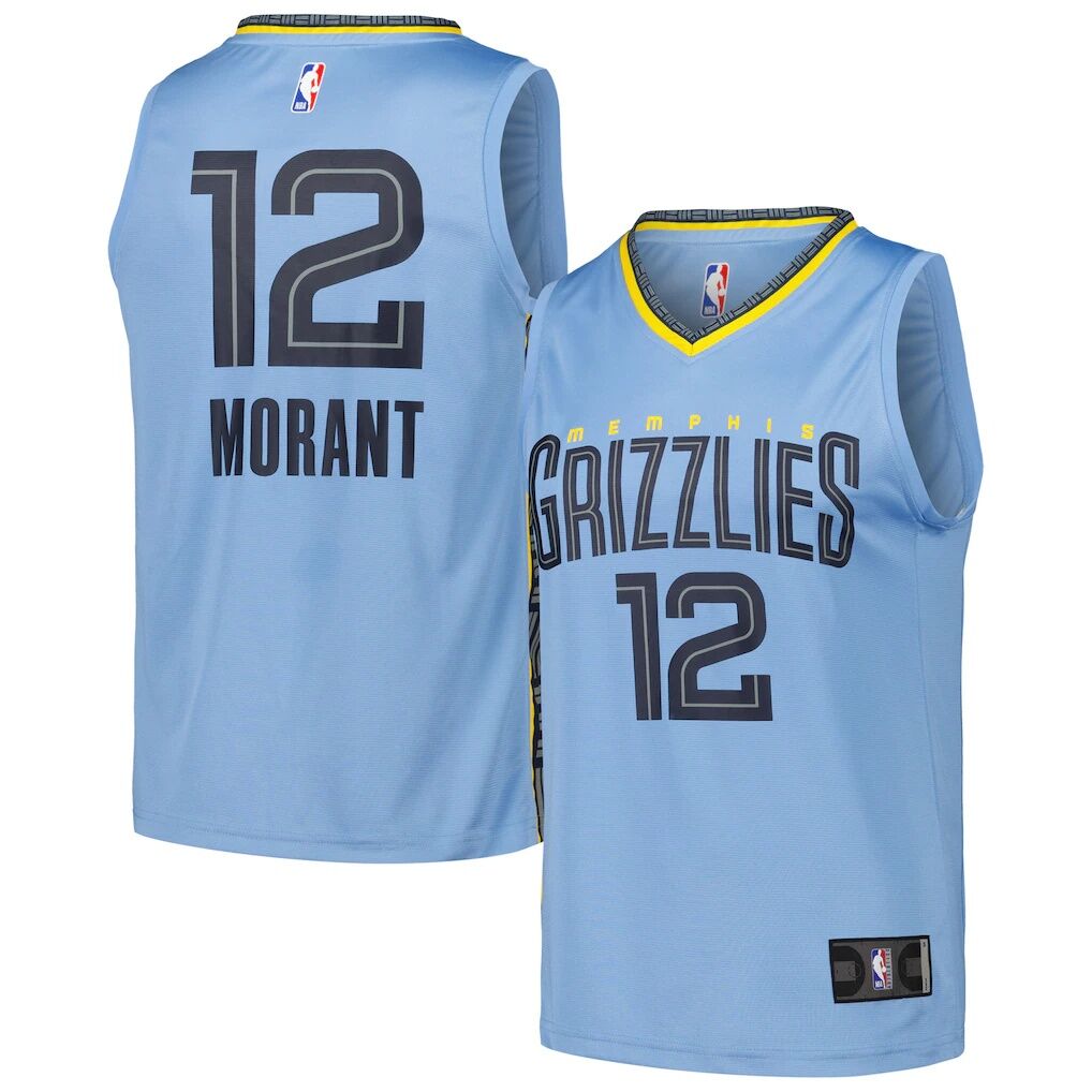 Ja Morant Memphis Grizzlies Fashion7 Fast Break Replica Player Jersey - Statement Edition - Light Blue