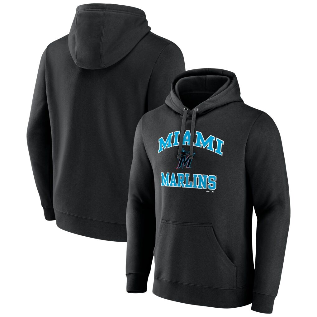Miami Marlins Logo Athletic Heart & Soul Hoodie