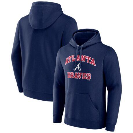 Atlanta Braves Logo Athletic Heart & Soul Hoodie - Navy - Front View