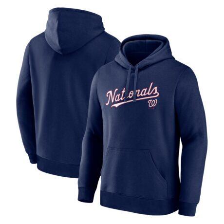 Washington Nationals Logo Athletic Wordmark Hoodie - Navy - Front View