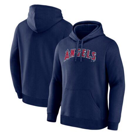 Los Angeles Angels Logo Athletic Wordmark Hoodie - Navy - Front View