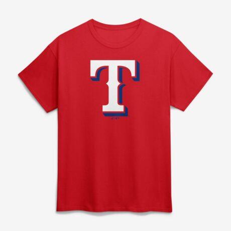 Texas Rangers Logo Athletic Official Logo T-Shirt - Red - Front View