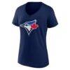 Toronto Blue Jays Logo Athletic Women's Official Logo Athletic V-Neck T-Shirt - Navy - Side View