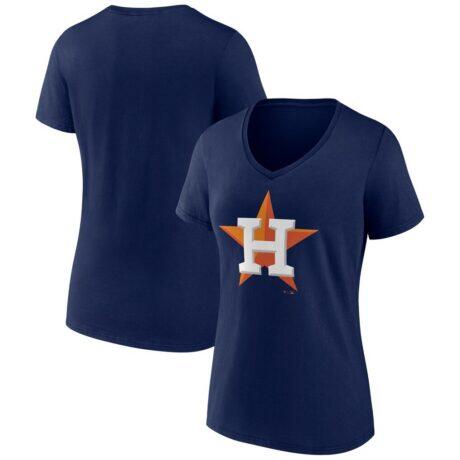 Houston Astros Logo Athletic Women's Official Logo Athletic V-Neck T-Shirt - Navy - Front View