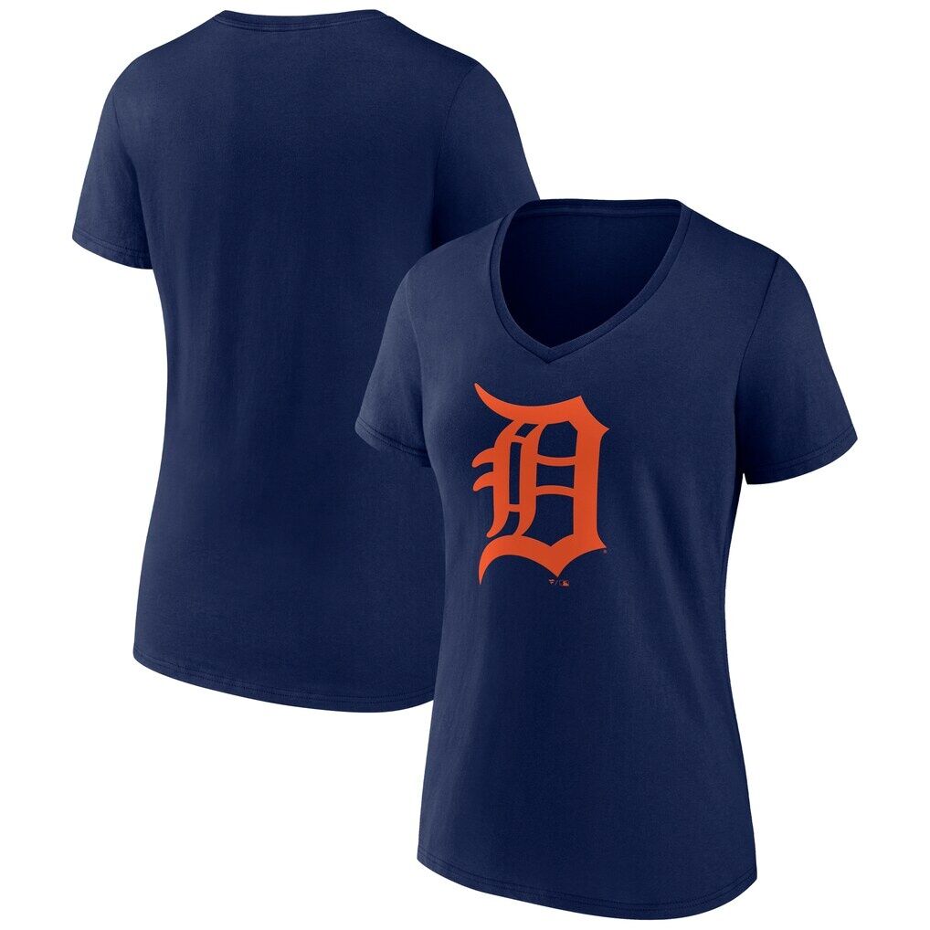 Detroit Tigers Logo Athletic Women’s Official Logo Athletic V-Neck T-Shirt
