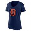 Detroit Tigers Logo Athletic Women's Official Logo Athletic V-Neck T-Shirt - Navy - Side View