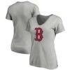 Boston Red Sox Logo Athletic Women's Official Logo Athletic V-Neck T-Shirt - Gray - Front View