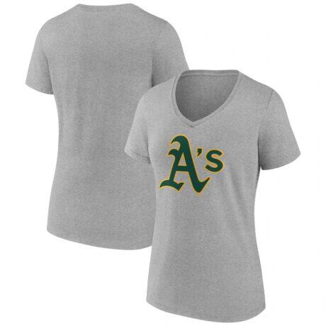 Athletics Logo Athletic Women's Official Logo Athletic V-Neck T-Shirt - Gray - Front View