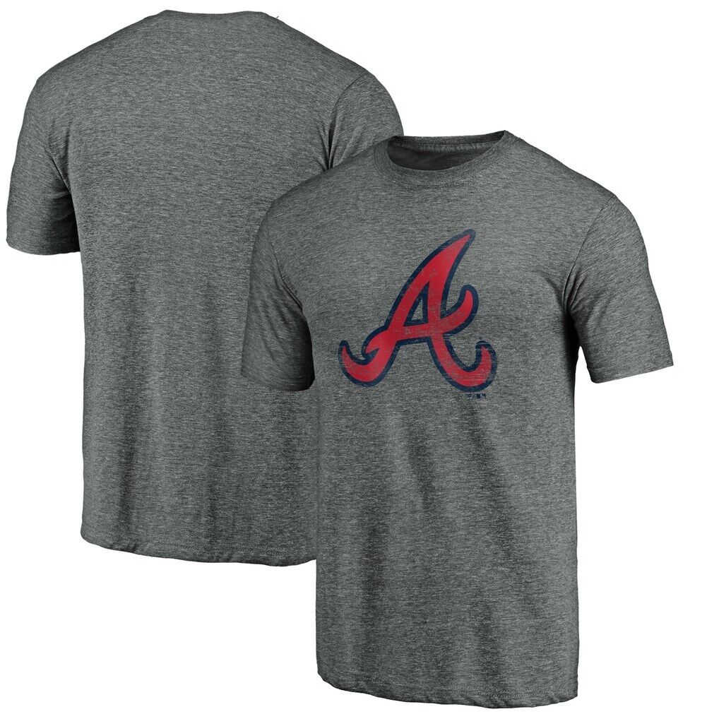 Atlanta Braves Official Logo Tri-Blend T-Shirt – Heather Gray