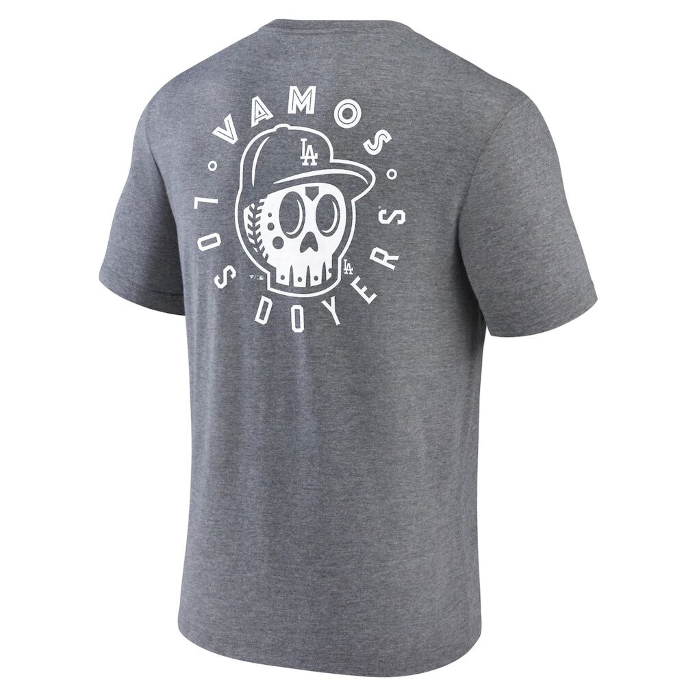 Los Angeles Dodgers Hometown Collection Sugar Skull Tri-Blend T-Shirt - Heather Gray