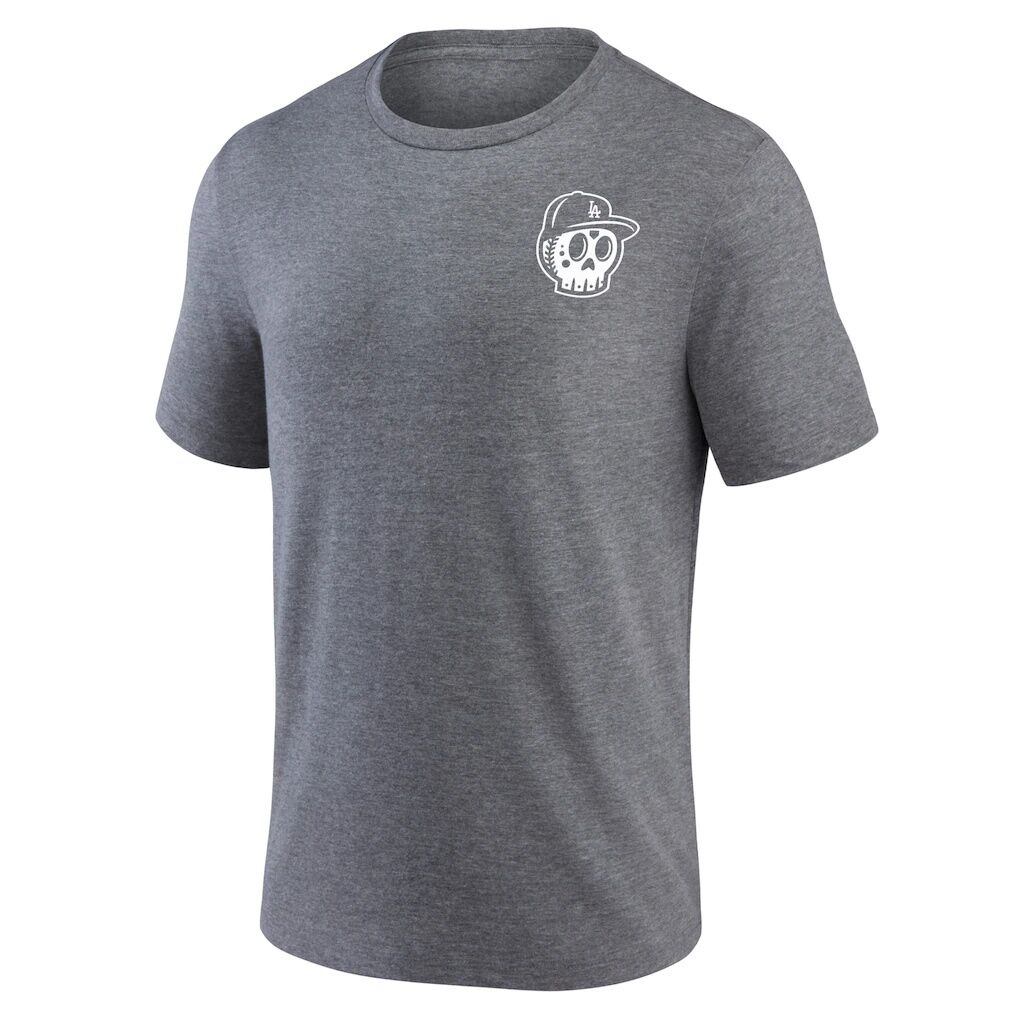 Los Angeles Dodgers Hometown Collection Sugar Skull Tri-Blend T-Shirt - Heather Gray