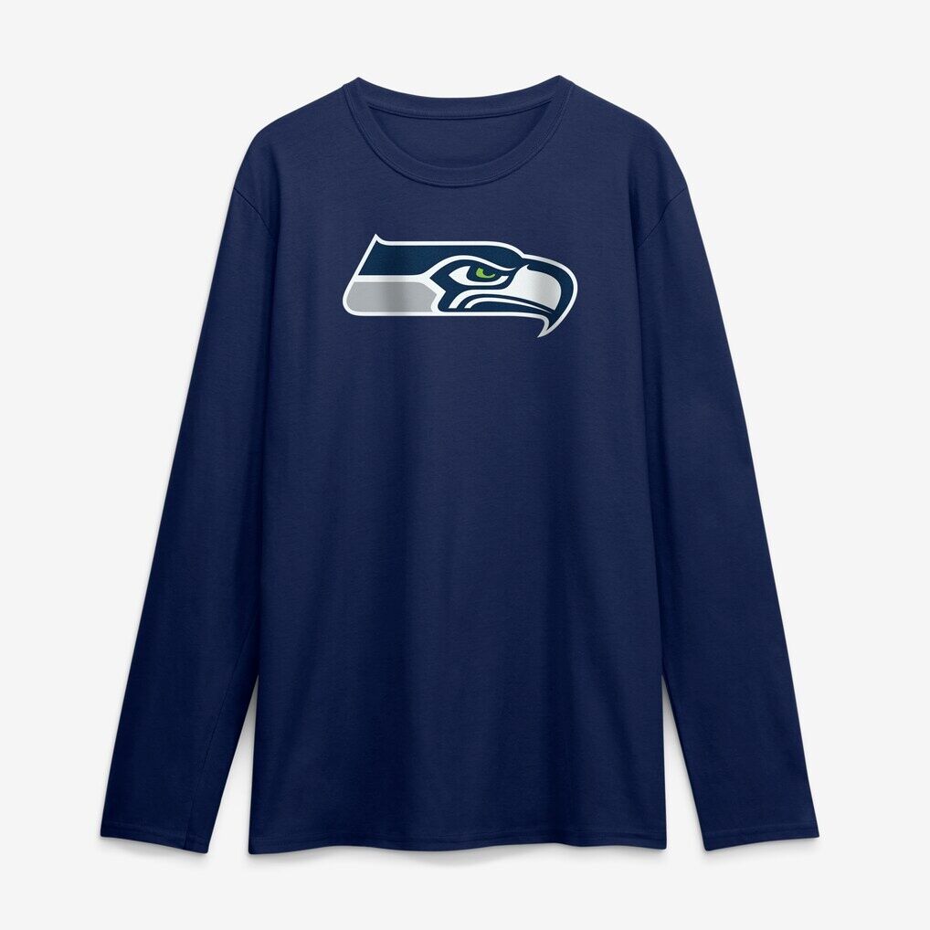 Seattle Seahawks Logo Athletic Primary Logo Long Sleeve T-Shirt – College Navy