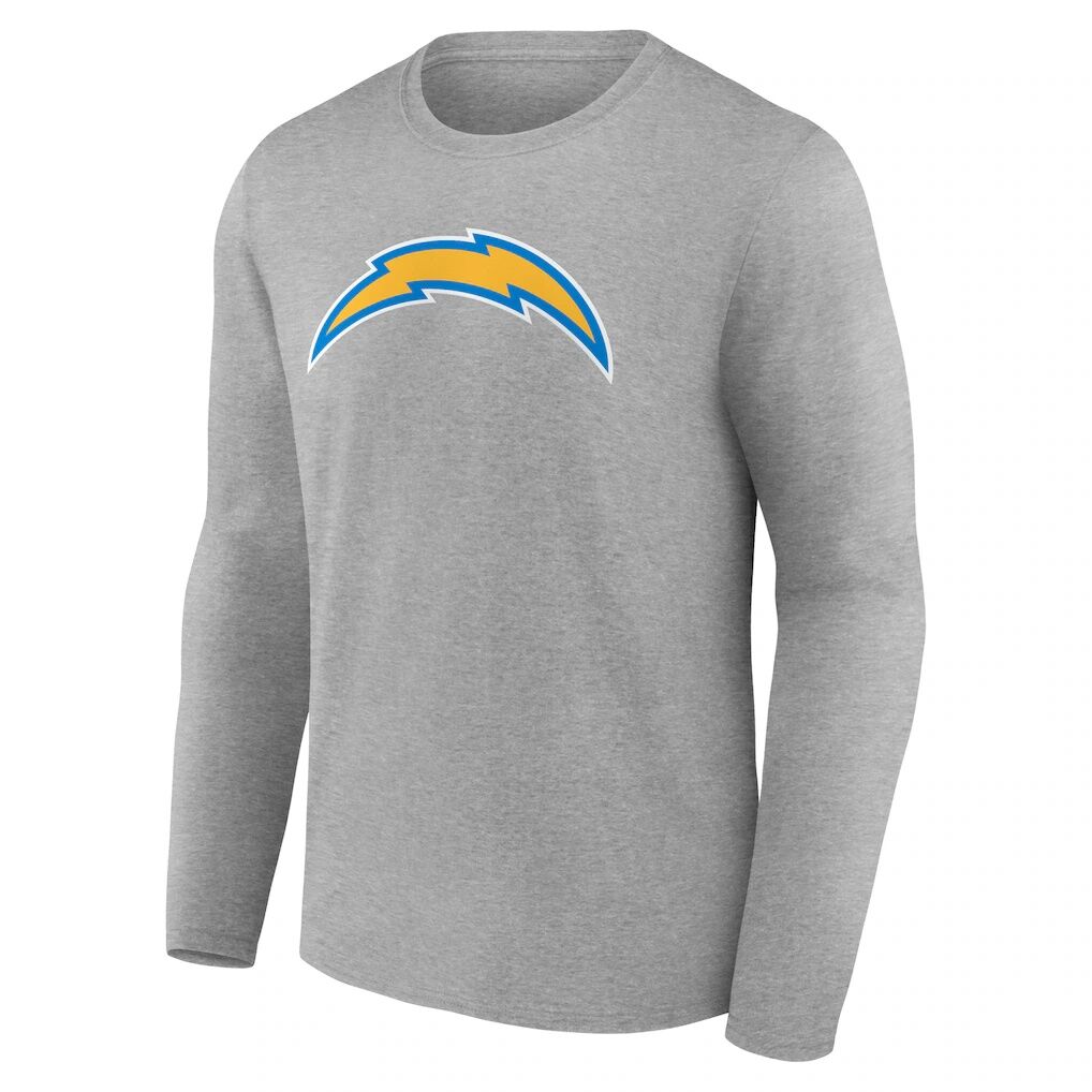 Los Angeles Chargers Logo Athletic Primary Logo Long Sleeve T-Shirt - Heather Gray