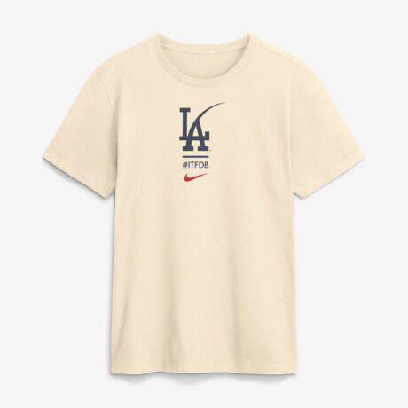 Los Angeles Dodgers Nike City Connect 2-Hit T-Shirt - Cream - Front View