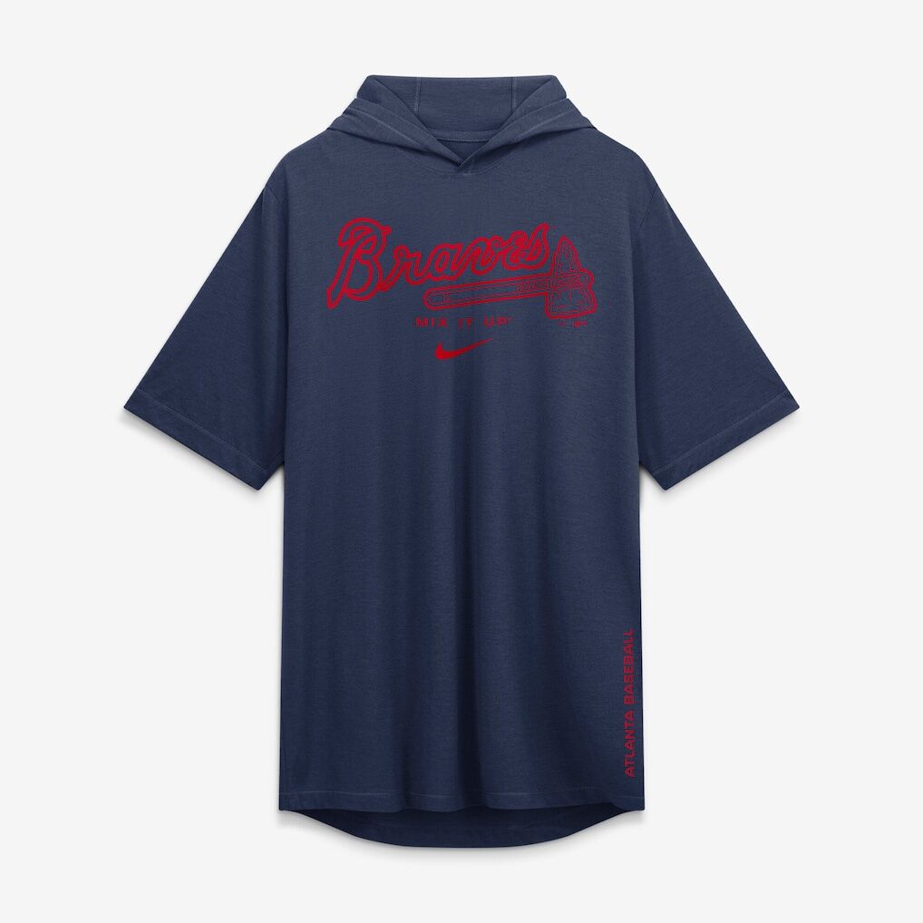 Atlanta Braves Nike Arched Wordmark Tri-Blend Hooded T-Shirt