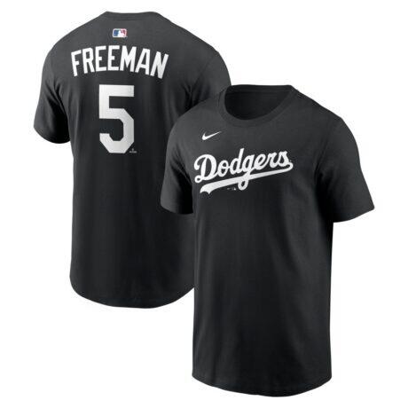 Freddie Freeman Los Angeles Dodgers Nike Name & Number T-Shirt - Black - Front View