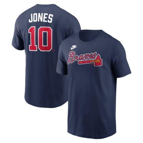 Chipper Jones Atlanta Braves Nike Cooperstown Collection Name & Number T-Shirt - Navy - Front View