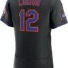 Francisco Lindor New York Mets Nike Alternate Authentic Sponsor Patch Jersey - Black - Detail View