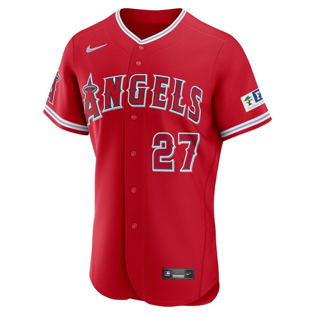 Mike Trout Los Angeles Angels Nike Alternate Authentic Sponsor Patch Jersey