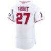 Mike Trout Los Angeles Angels Nike Home Authentic Sponsor Patch Jersey - White - Detail View